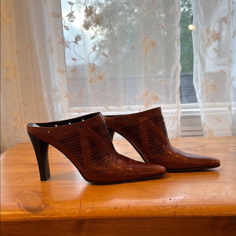 Via Spiga Brown Leather Women's Heels